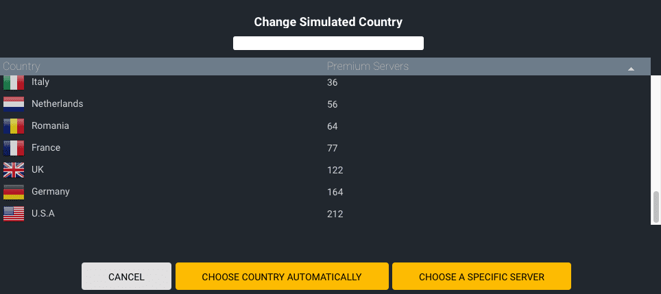 cyberghost vpn countries