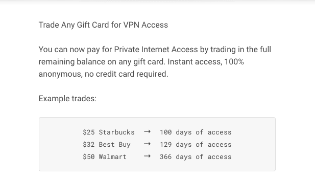 private internet access gift card