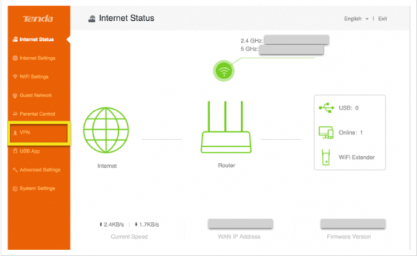 Tenda Router Dashboard